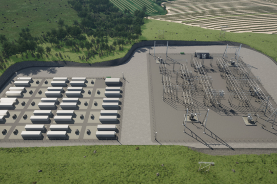 Typical grid scale battery facility rendering over view 2